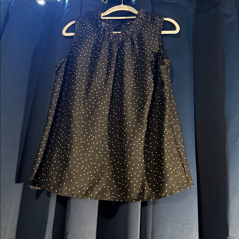 Elegant Black Sleeveless Polka Dot Blouse